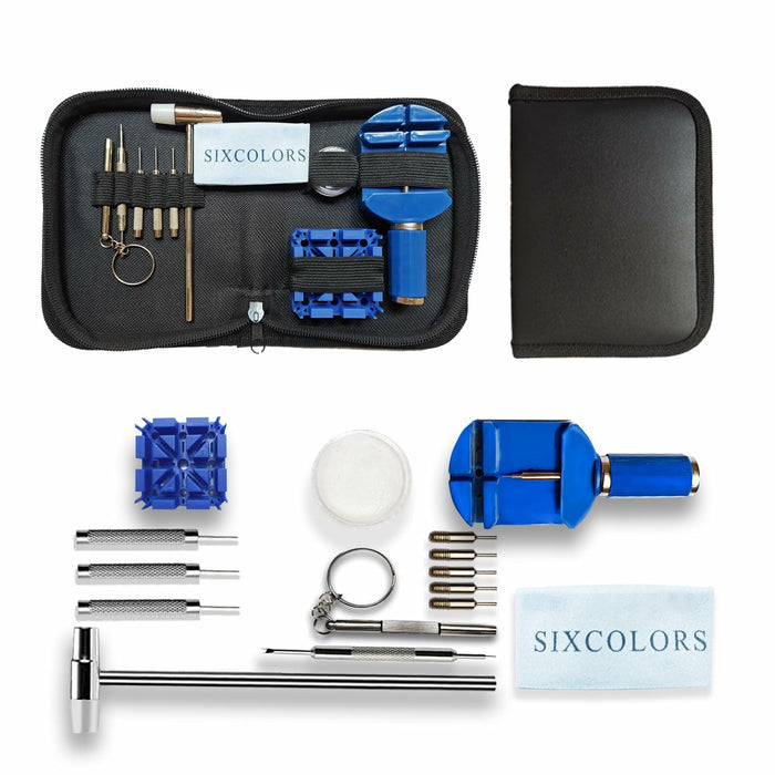 SIXCOLORS Watch Link Band Pin Removal Tool Kit with Black Storage Bag by Deal US