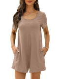 Nfsion Womens Summer Casual Short Sleeve Romper Jumpsuit Khaki Size S by Deal US