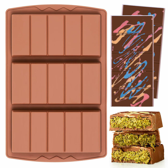KASHME Chocolate Bar Mold Deep Large Silicone Candy Bar 5 Snap Rectangle by Deal US