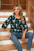TASAMO Women's 3/4 Sleeve Loose Blouse Tunic Top Dark Green Size XX-Large by Deal US