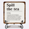 Ketsord Gossip Wood Plaque Spill The Tea Tabletop Decor White 5x5 by Deal US