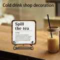 Ketsord Gossip Wood Plaque Spill The Tea Tabletop Decor White 5x5 by Deal US