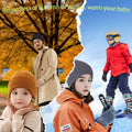 2PCS Parent-Child Beanie Hat Winter Knitted Warm Family Hats Set Beige by Deal US