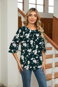 TASAMO Women's 3/4 Sleeve Loose Blouse Tunic Top Dark Green Size XX-Large by Deal US