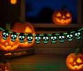 RadiantFlux Glowing Halloween Skull Flag 10Ft Green Felt Skull Banner by Deal US