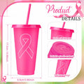 Bokon 24oz Breast Cancer Awareness Pink Tumblers with Straws 12 Pack by Deal US