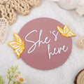 WAWUO She's Here Milestone Board Butterfly Gender Reveal Party Decor Acrylic by Deal US