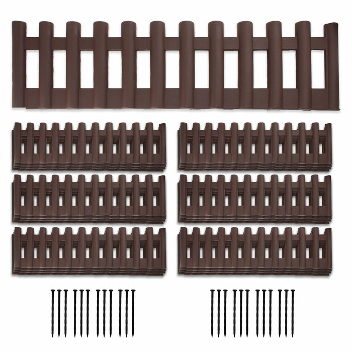 BuyAll Landscape Edging Border 17-Inch 24 Pack Brown Plastic Garden Fence by Deal US