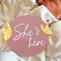 WAWUO She's Here Milestone Board Butterfly Gender Reveal Party Decor Acrylic by Deal US