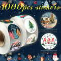 wuhuzsm 1000Pcs Christmas Stickers 2 Rolls Rustic Tree Wreath Elk Green by Deal US