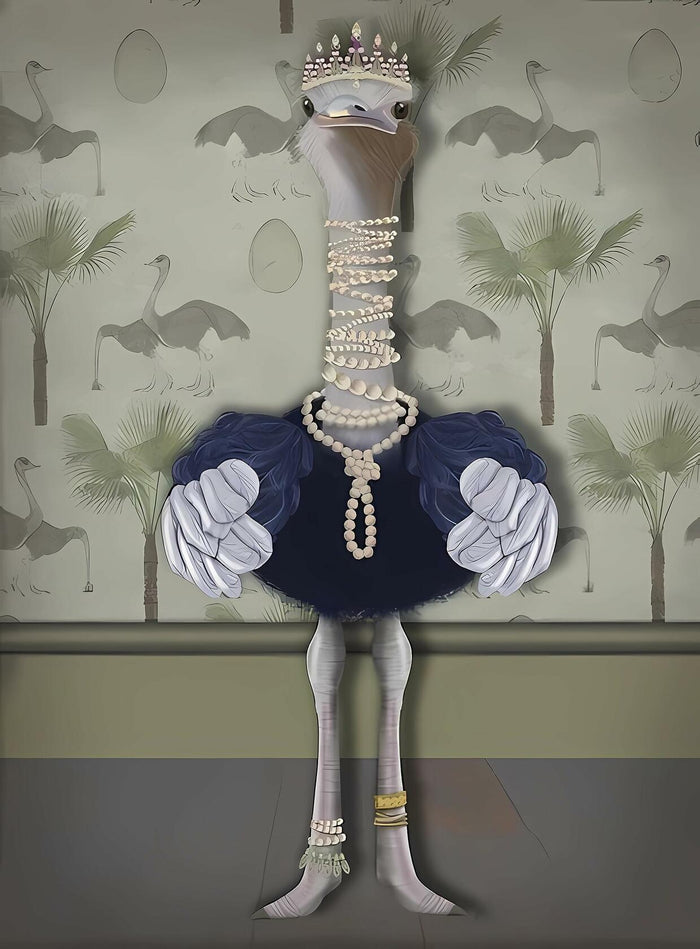 TRMSEJK Ostrich Pearl Animal Poster Wall Art Canvas 16x24in Green Unframed by Deal US