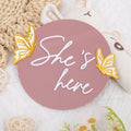 WAWUO She's Here Milestone Board Butterfly Gender Reveal Party Decor Acrylic by Deal US