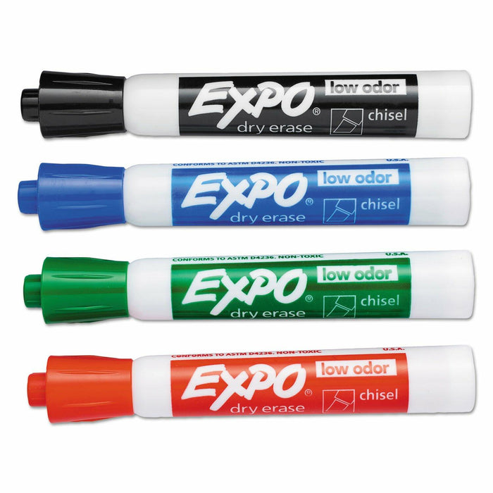 EXPO Low Odor Dry Erase Markers Chisel Tip Basic Assorted 4 pk by Deal US