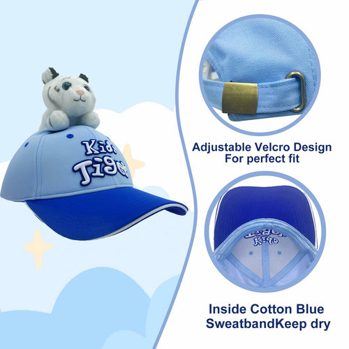 GADMEXILY Kids Boys Adjustable Cotton Baseball Cap Plush Tiger Hat Blue by Deal US