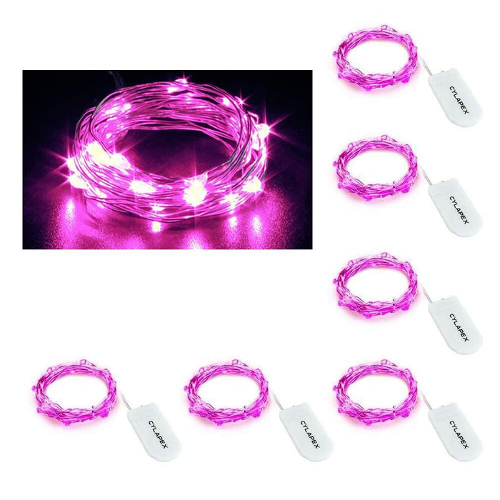 CYLAPEX 6 Pack Pink Fairy Lights String Battery Operated 3.3ft 20 LEDs by Deal US