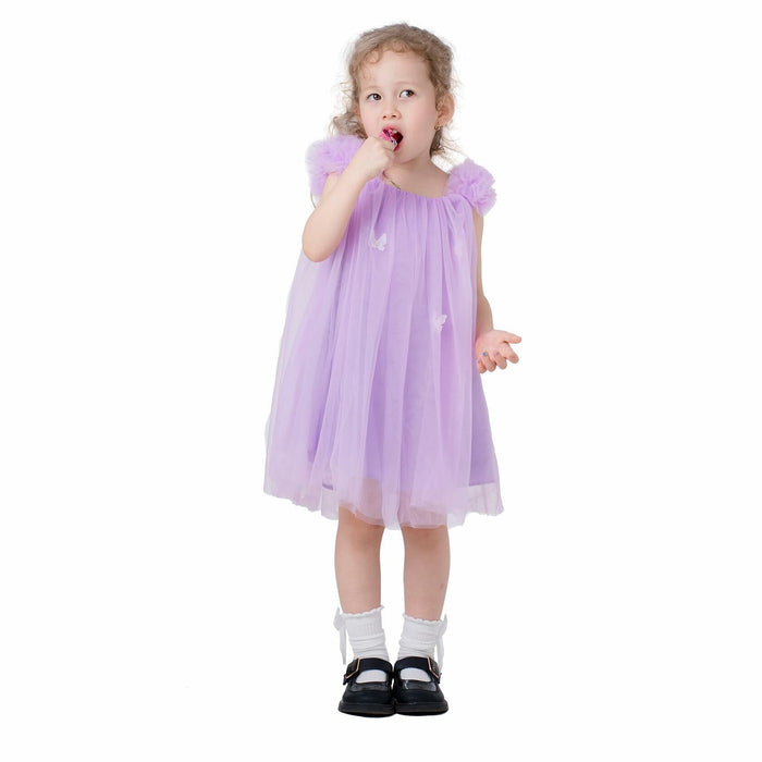 QB Baby Girl Dress Vintage Lace Collar Tulle Skirt Purple Butterfly 12M by Deal US