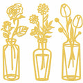 MorningRo 3 Pieces Metal Flowers Wall Decor Vase Rustic Farmhouse Gold by Deal US