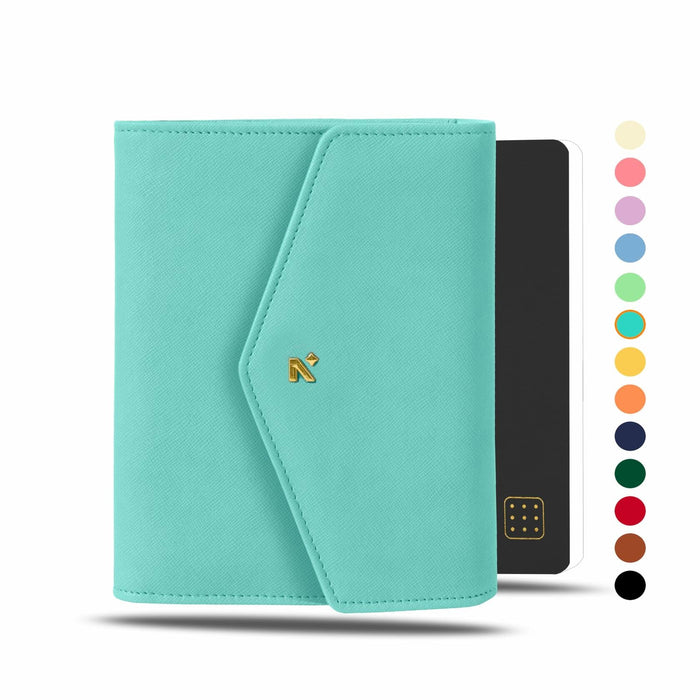NEORAH B6 Notebook Sleeve Teal Faux Leather Dotgrid Journal Penloop Card Slots by Deal US