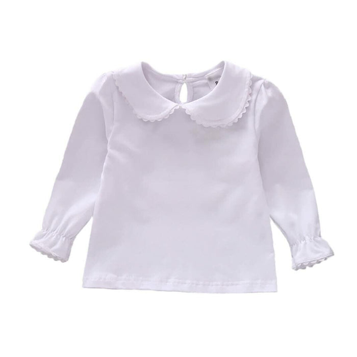HDLEXD Baby Girls Long Sleeve Doll Collar T-Shirt Blouse White Toddler 5-6T by Deal US