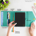 NEORAH B6 Notebook Sleeve Teal Faux Leather Dotgrid Journal Penloop Card Slots by Deal US