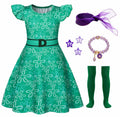 Akokvlar Girls Halloween Disgust Joy Costume Dress Green Size 9-10 Years by Deal US