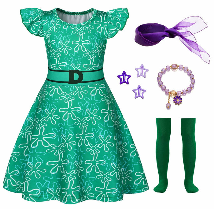 Akokvlar Girls Halloween Disgust Joy Costume Dress Green Size 9-10 Years by Deal US
