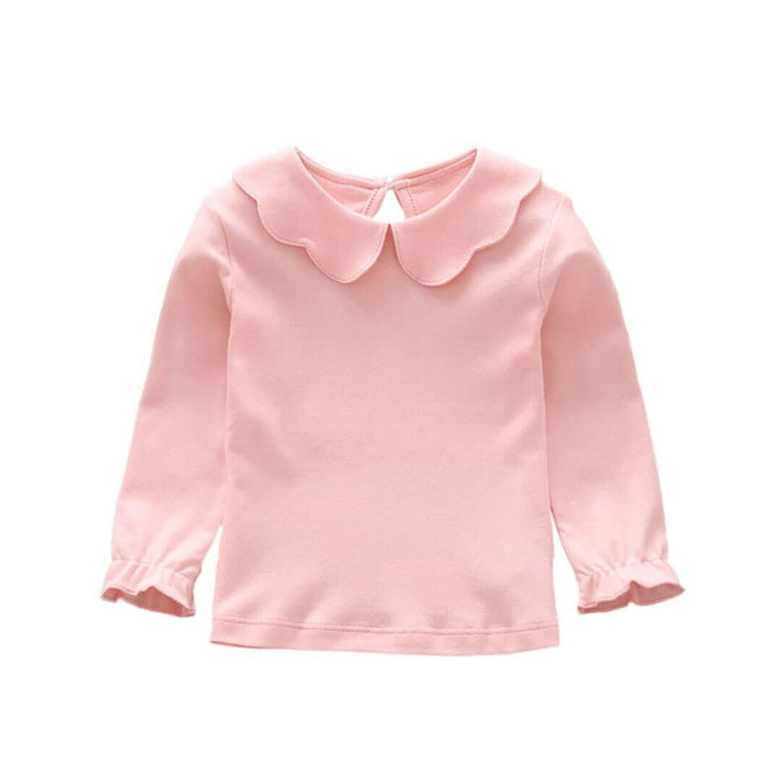 HDLEXD Baby Girls Long Sleeve Doll Collar T-Shirt Pink Size 5T by Deal US