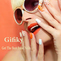 Gifiky Long Square Press-On Nails 24Pcs Gray Glitter Marble Fake Nails Women by Deal US
