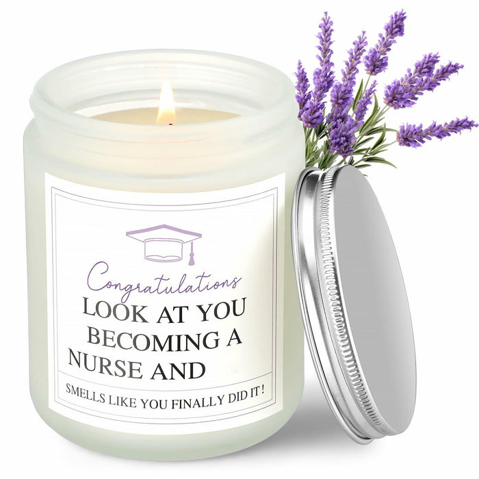 Conelist Nurse Graduation Scented Soy Candle Lavender 7oz Medical Theme by Deal US