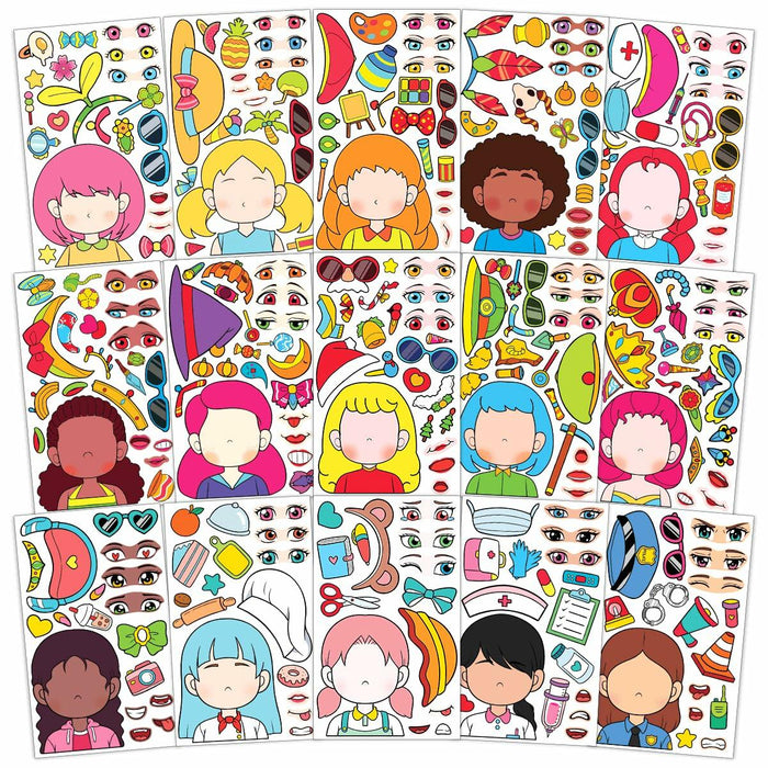 BOGIKI Make a Face Stickers 15 Sheets Waterproof Girl Halloween Party Favors by Deal US