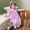 QB Baby Girl Dress Vintage Lace Collar Tulle Skirt Purple Butterfly 12M by Deal US