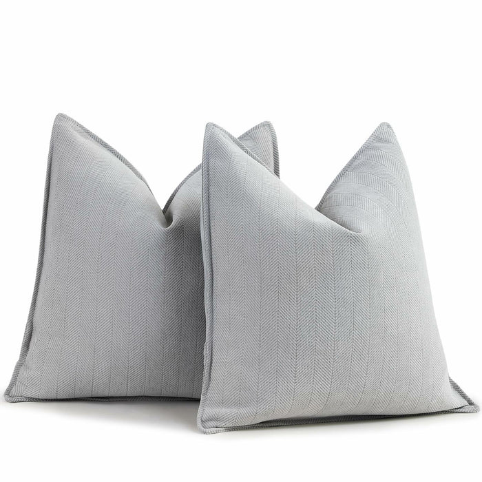 ZWJD Chenille Light Gray Pillow Covers 22x22 Set of 2 Soft Decorative by Deal US