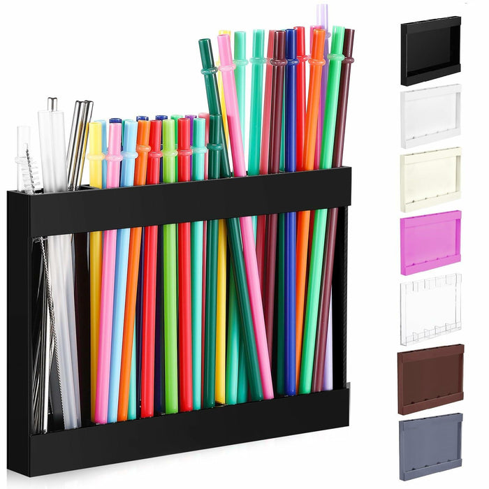 Qinyoung Acrylic Straw Holder Cabinet Door Mount Large Black Size Large by Deal US