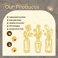 MorningRo 3 Pieces Metal Flowers Wall Decor Vase Rustic Farmhouse Gold by Deal US