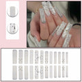 Gifiky Long Square Press-On Nails 24Pcs Gray Glitter Marble Fake Nails Women by Deal US