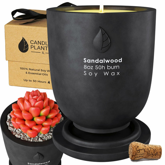 Matani Concrete Cement Candle Planter Aromatherapy Soy Black Sandalwood 3.1x4in by Deal US