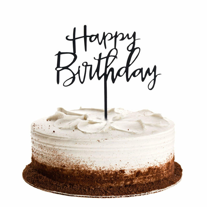 GLASNES Black Acrylic Happy Birthday Cake Topper 1 Piece Party Decor by Deal US