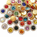 LICHLIN 100pcs 12mm Sunflower Claw Rhinestones Gold Base Mix Color by Deal US
