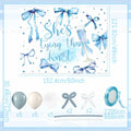 BACH AND BOUJEE She's Tying The Knot Backdrop Blue Bridal Shower Banner by Deal US