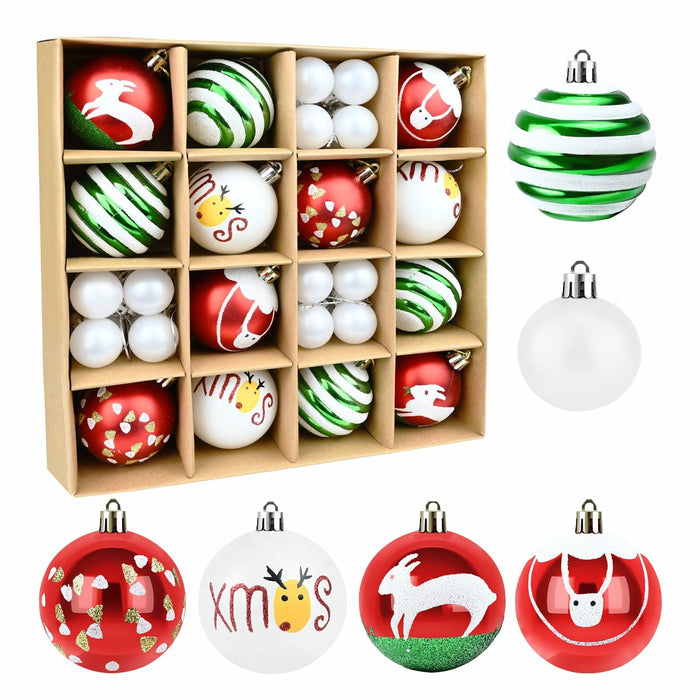 yintok Christmas Ornaments Balls 37ct 2.36" & 1.18" Red Green White Xmas by Deal US