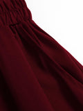TuoGo Women's Elastic Waist A-Line Midi Skirt Wine Red Size S by Deal US