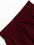 TuoGo Women's Elastic Waist A-Line Midi Skirt Wine Red Size S by Deal US