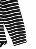 LilyCoco Women Long Sleeve Polo Striped Sweatshirt Black Size Small by Deal US