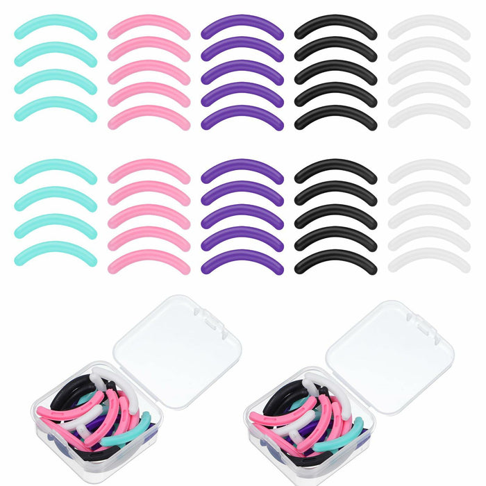 HaiFafafaing 48 Pcs Silicone Eyelash Curler Pads Multi Color with Box by Deal US