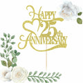 Yetxel Gold Glitter 25th Anniversary Cake Topper - 25th Wedding Anniversary by Deal US