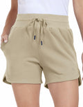 Haimont Women's Cotton Sweat Shorts 4" Khaki Loose Fit Pockets Size XL by Deal US