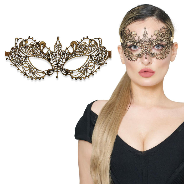 Gold Masquerade Mask For Women - Lace Masquerade Masks for Masquerade Party, by Deal US