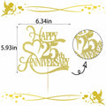 Yetxel Gold Glitter 25th Anniversary Cake Topper - 25th Wedding Anniversary by Deal US