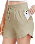 Haimont Women's Cotton Sweat Shorts 4" Khaki Loose Fit Pockets Size XL by Deal US