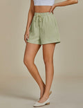 luvamia Women's Loose High Waist Lint Green Shorts Size Small by Deal US